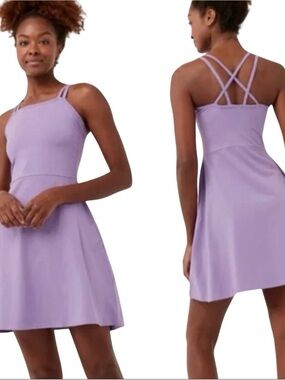 Pact Fit & Flare Organic Cotton Crossback Lavender dress size XL